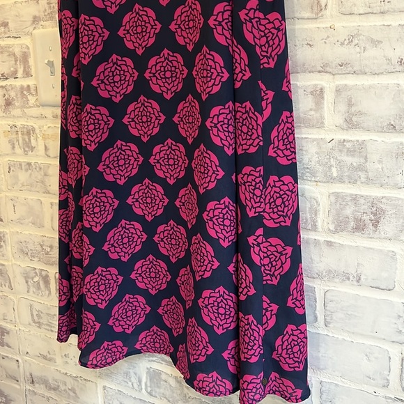 Anthropologie Hatley Women's Small Fuchsia Navy Blue Floral Trapeze Dress Flowy - Picture 4 of 8